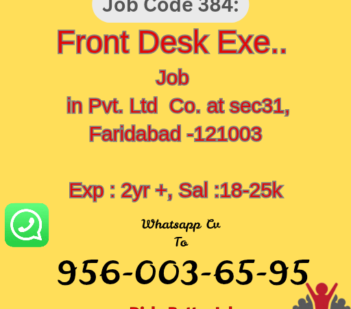 Front Desk Exe job