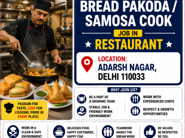 Bread pakoda Samosa Cook job