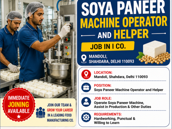 Soya Paneer Machine operator job